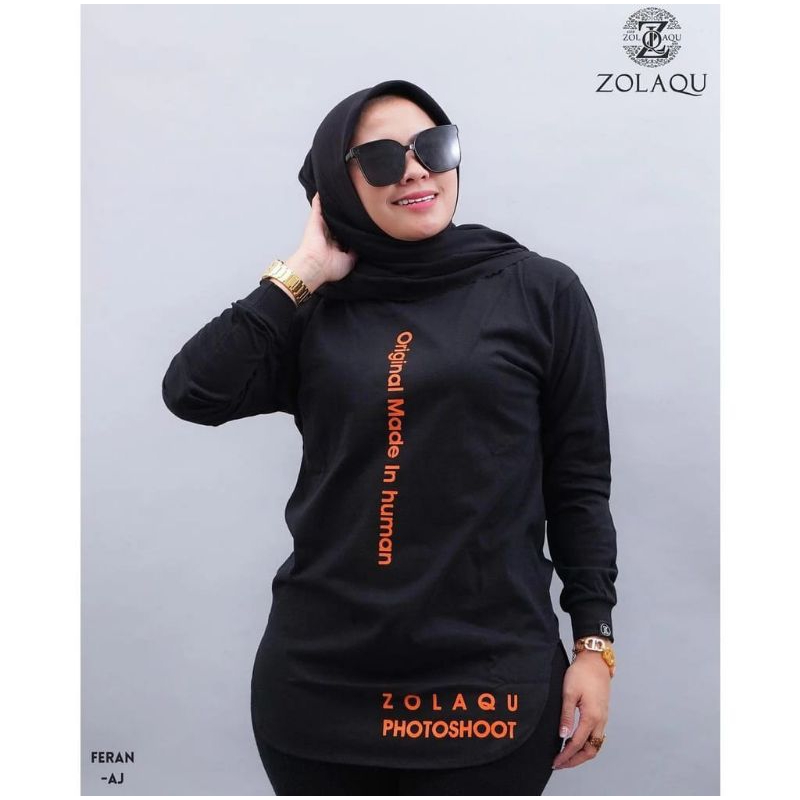 RinE45 Kaos Semi Tunik Lengan Panjang Zolaqu COTTON COMBED 24S Zolaqu Jumbo Kekinian Terbaru
