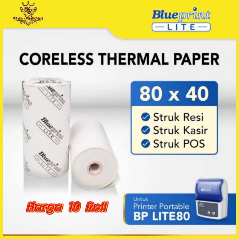 

Kertas Thermal Paper Struk Kasir Lite BLUEPRINT 80 x 40 mm ( Isi 10 Roll)