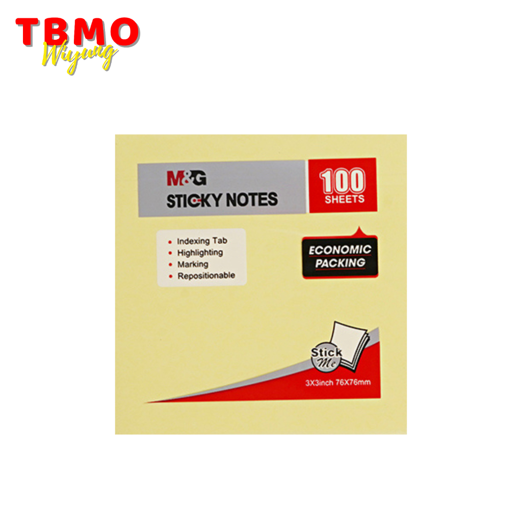 

TBMO M&G 3x3 Sticky Notes Eco Pack Yellow Color 76x76mm 100 Sheets YS-222