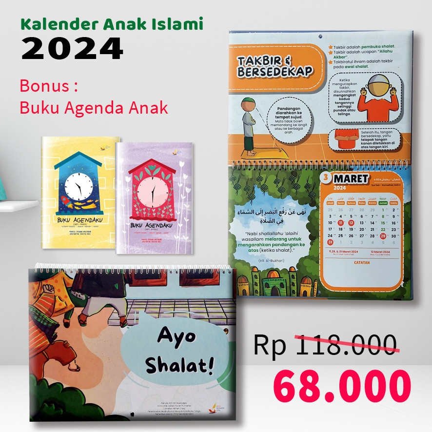 

Kalender Anak Islam 2024 dengan tema Ayo Shalat | 44x33cm | Bonus Buku Agenda Anak