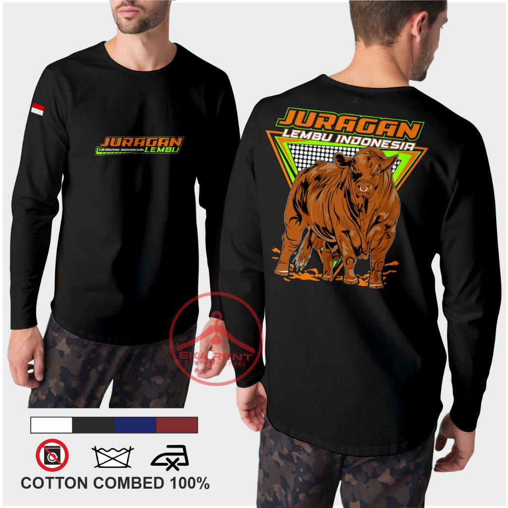 Kaos Tukang Ngarit Sapi Kaos Peternak Sapi Limosin Lengan Panjang