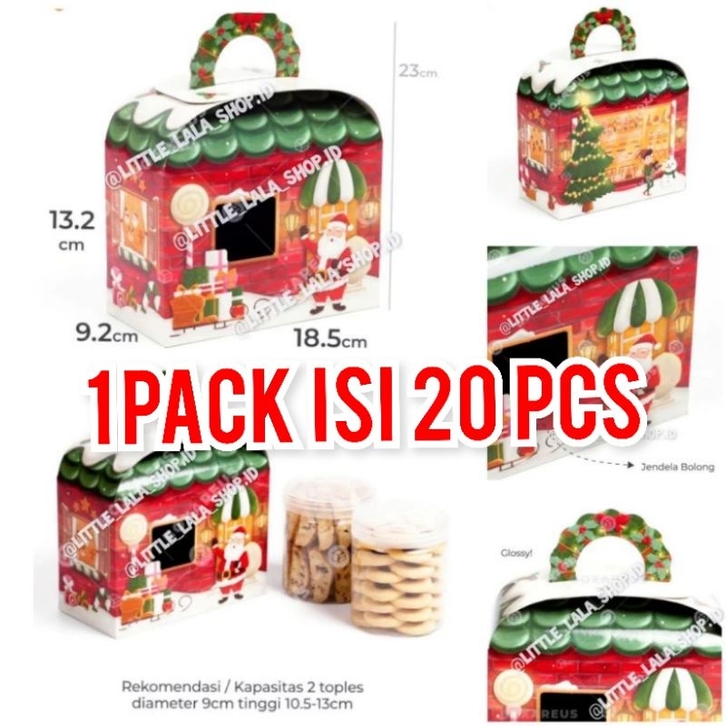 

Kotak cookies natal model cerobong asap isi 20pcs /chimney cookies box/18.5 x 9.2 x 13.2cm/kotak Hampers natal merah/Christmas hampers box/red box
