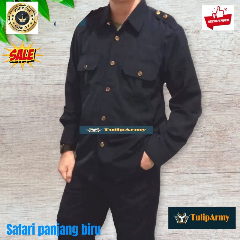 Baju Safari Satpam, Sopir, kantor, lengan panjang biru dongker