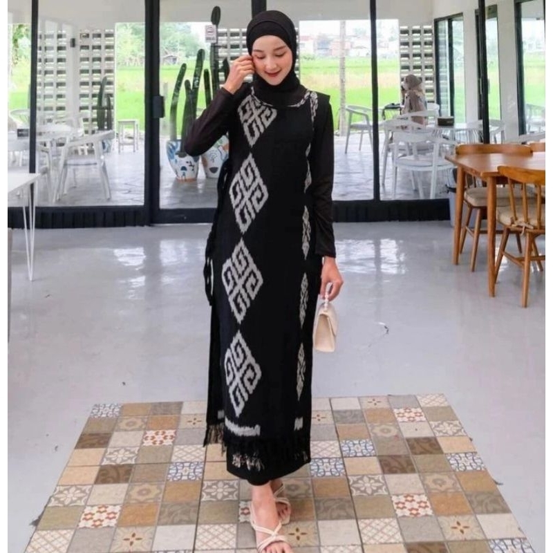 Outer wanita-baju tenun muslim wanita-busana tenun cardigan wanita