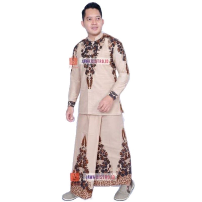 Baju Koko Pria Setelan Sarung Batik Koko Pria Dewasa Motif Ahkwan Moca Baju Muslim Pria Batik Solo P