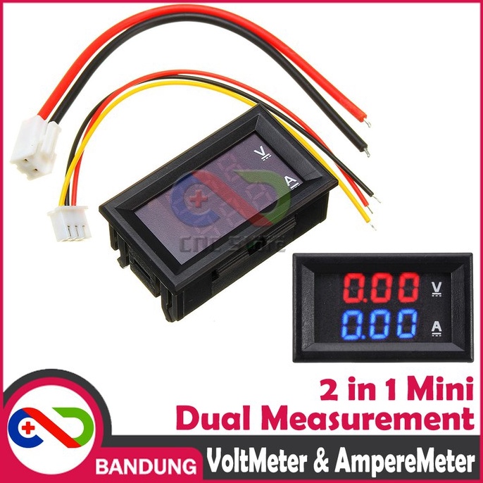 Jual DUAL MINI VOLTMETER AMMETER AMPERE METER LED 1V 1A DC 33