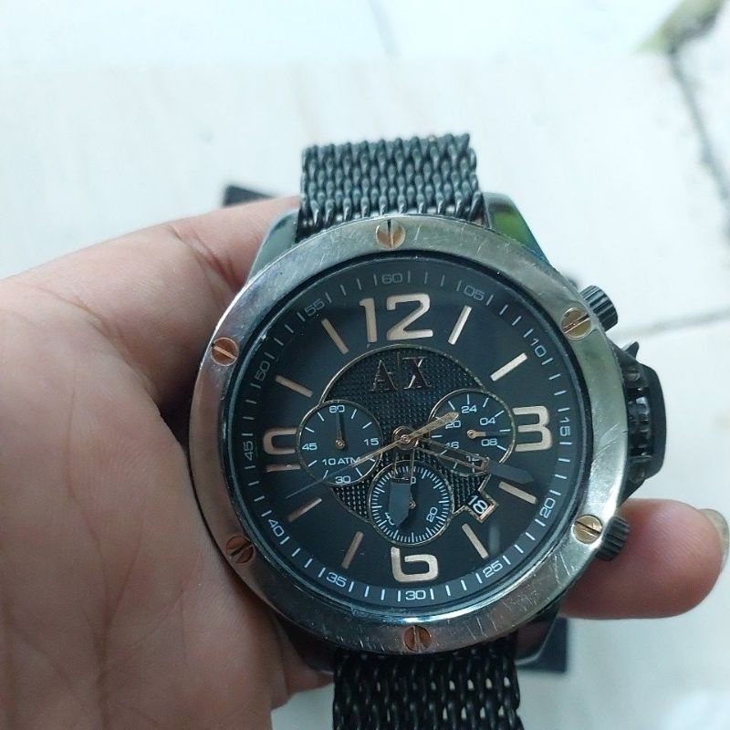 Jam Tangan original Chronograph AX Armani Exchange big size preloved second bekas