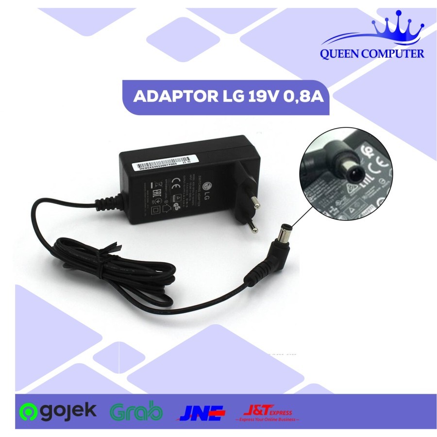 Adaptor LCD LED Monitor LG 19V 0.8A Original Kabel Power AC/Adaptor LG