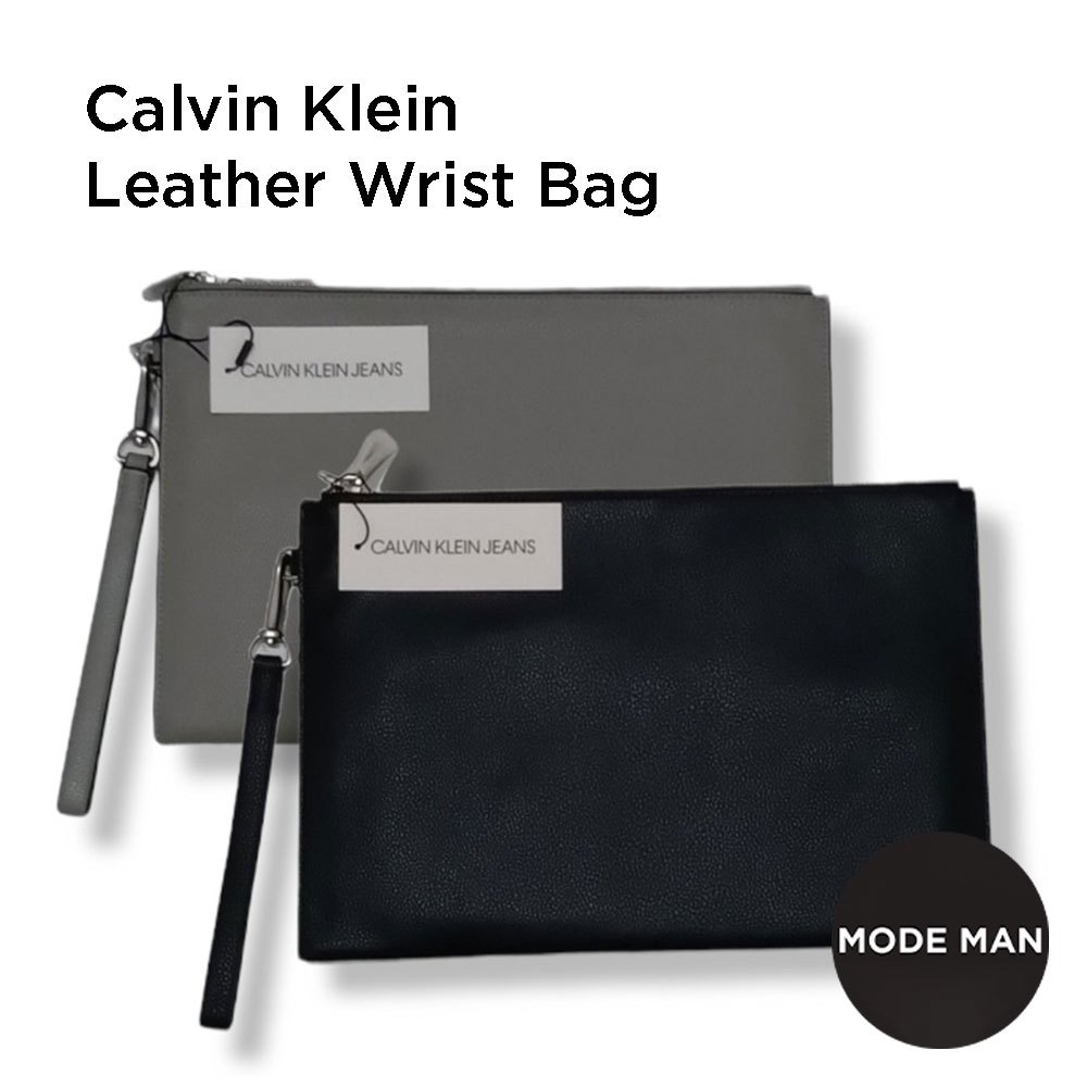 Calvin Klein Leather Wrist Bag Tas Tangan Kulit Pria