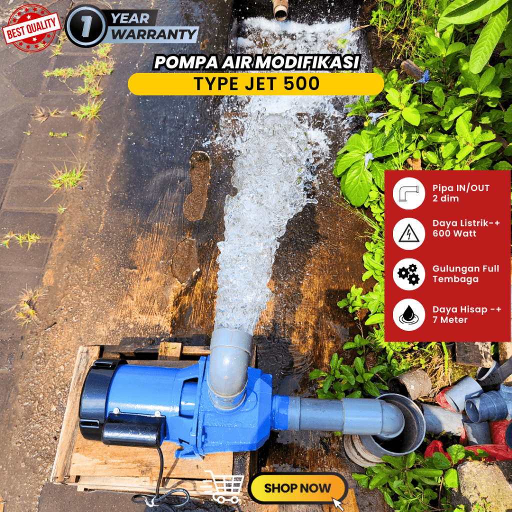 Mesin pompa air kolam ikan pipa 2 dim kapasitas besar untuk kolam pemancingan type jet 500 [BISA COD