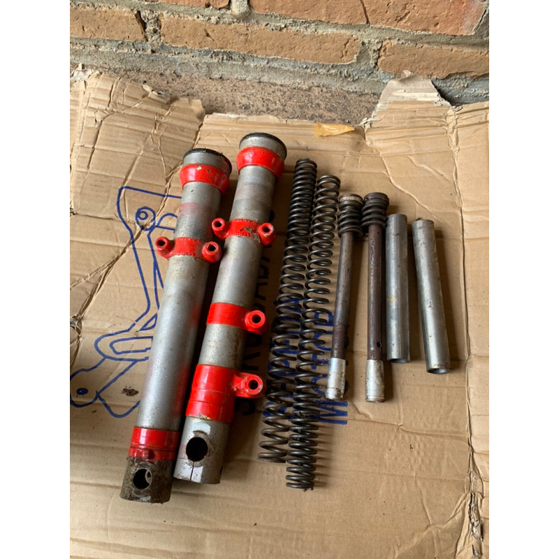 tabung bottom shock depan ninja r/ss original (bubut) set isi