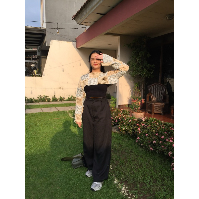 crochet mesh patchwork shrug | shrug patchwork rajut