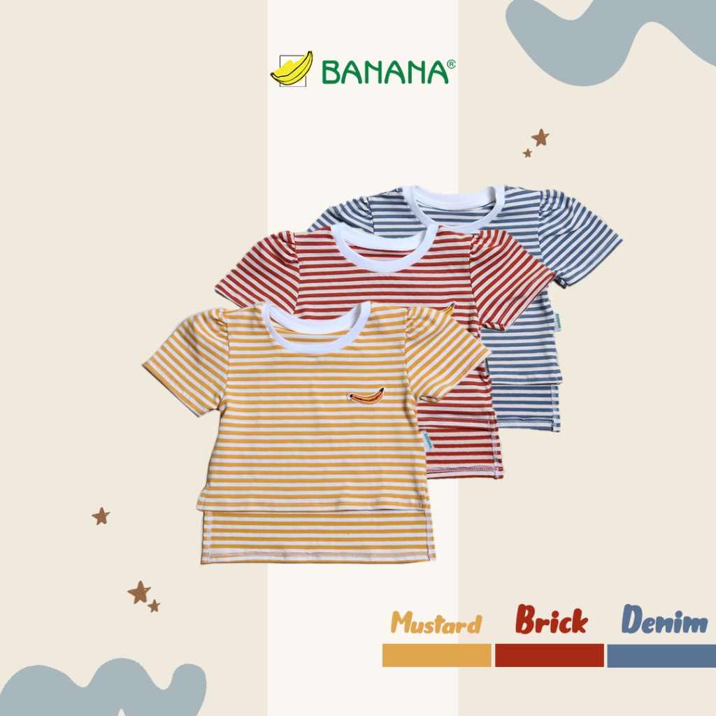 BANANA Kaos striped bayi perempuan bordir pisang