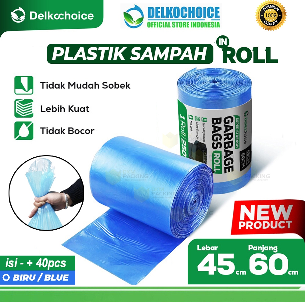 Kantong Plastik Sampah Biru Roll Trash Bag Jumbo Delkochoice