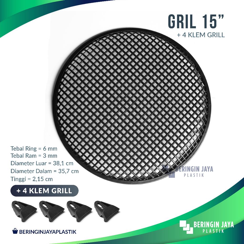 Ram Grill Speaker 15" Plastik + 4 Klem Grill / Tutup Pelindung Box Salon Speaker 15 Inch Motif Bulat