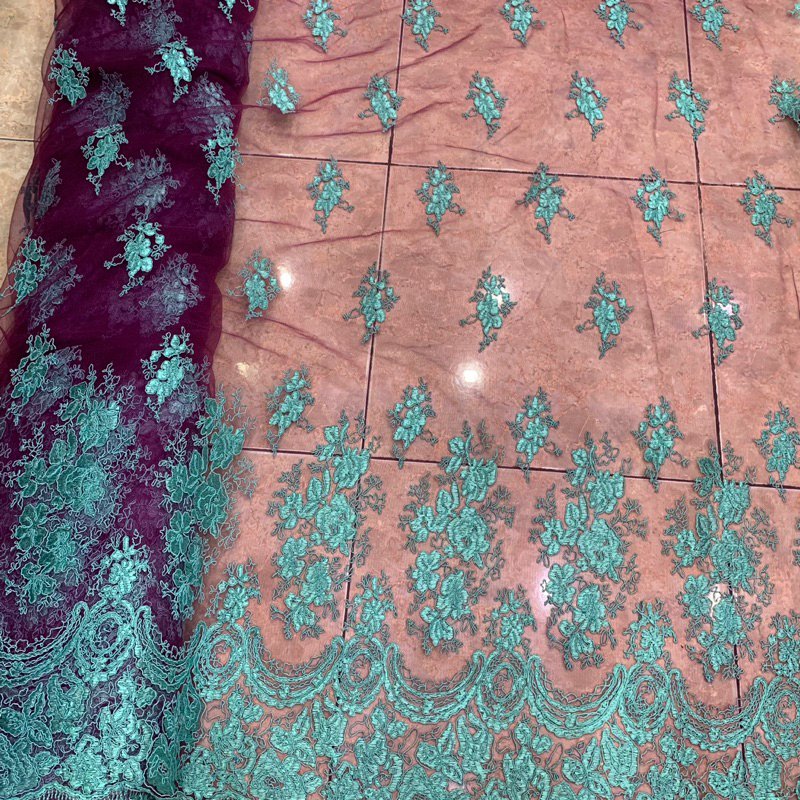 1/2 Meter Kain Brokat Tile Bahan Kebaya Premium/Kain Brukat/Kain Tile Bordir/Kain kebaya Premium