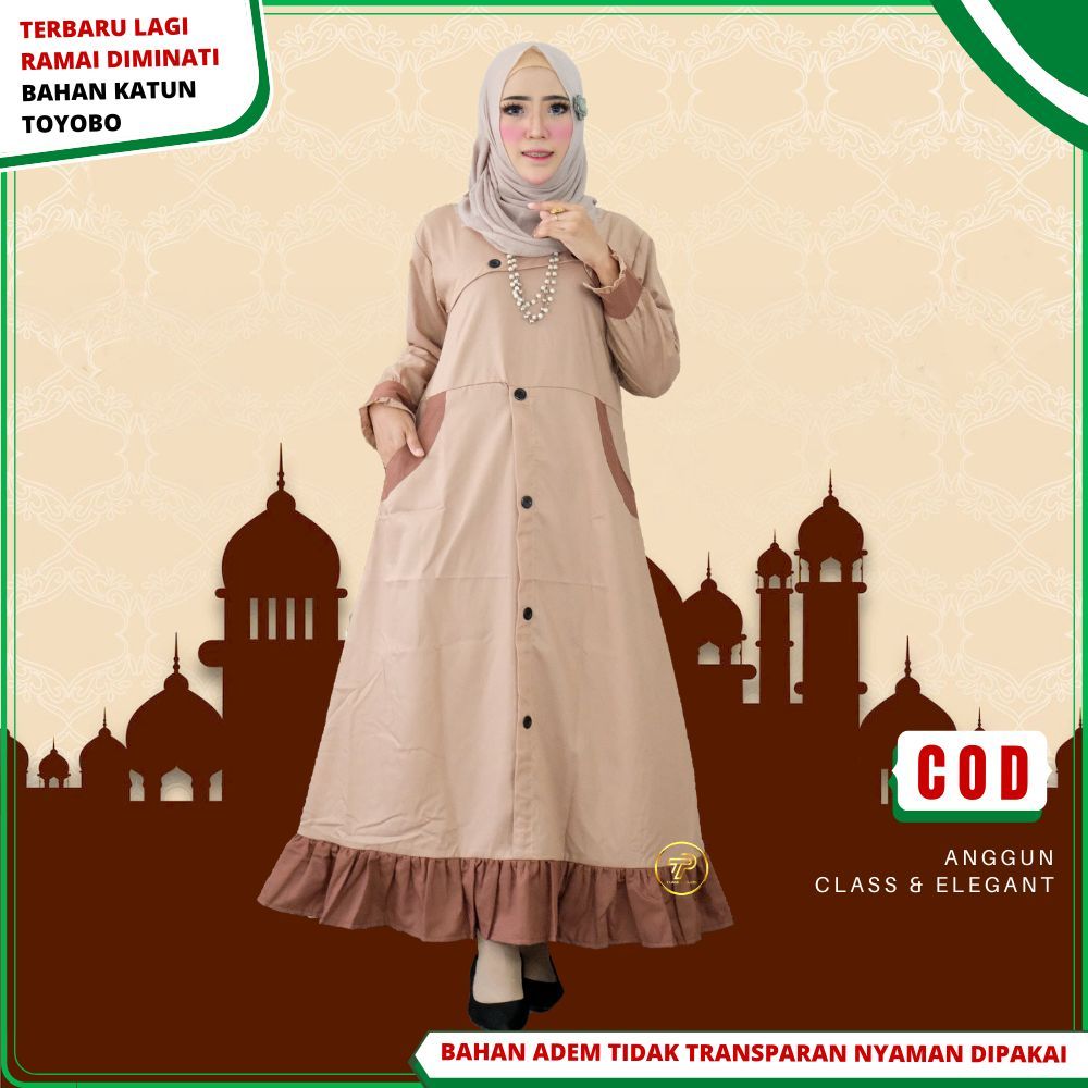 Baju Gamis Wanita Remaja Dewasa Bahan katun Toyobo Premium Terbaru Kekinian Untuk Lebaran Kombinasi 