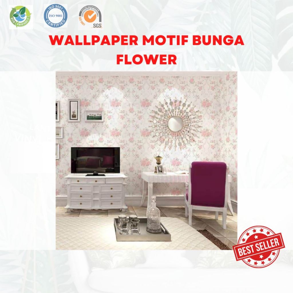 WALLPAPER 3D DINDING MOTIF BUNGA FLOWER