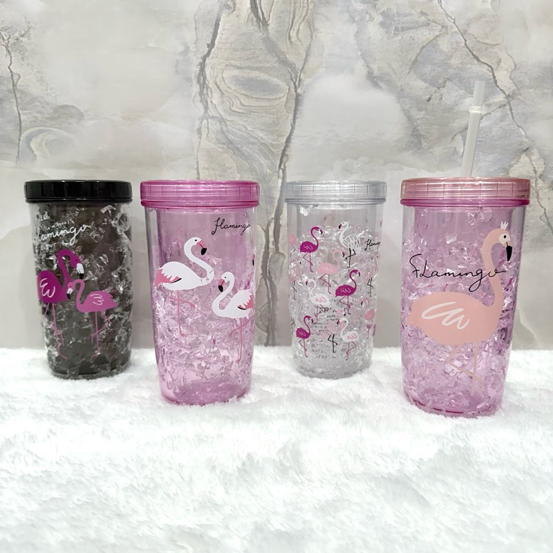 Gelas Tumbler Flamingo Ice Crack