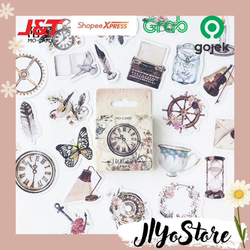 

45pcs Stiker Sticker Jam Retro Bujo Journal Jurnal Scrapbook Planner Vintage Aesthetic Lucu Diary