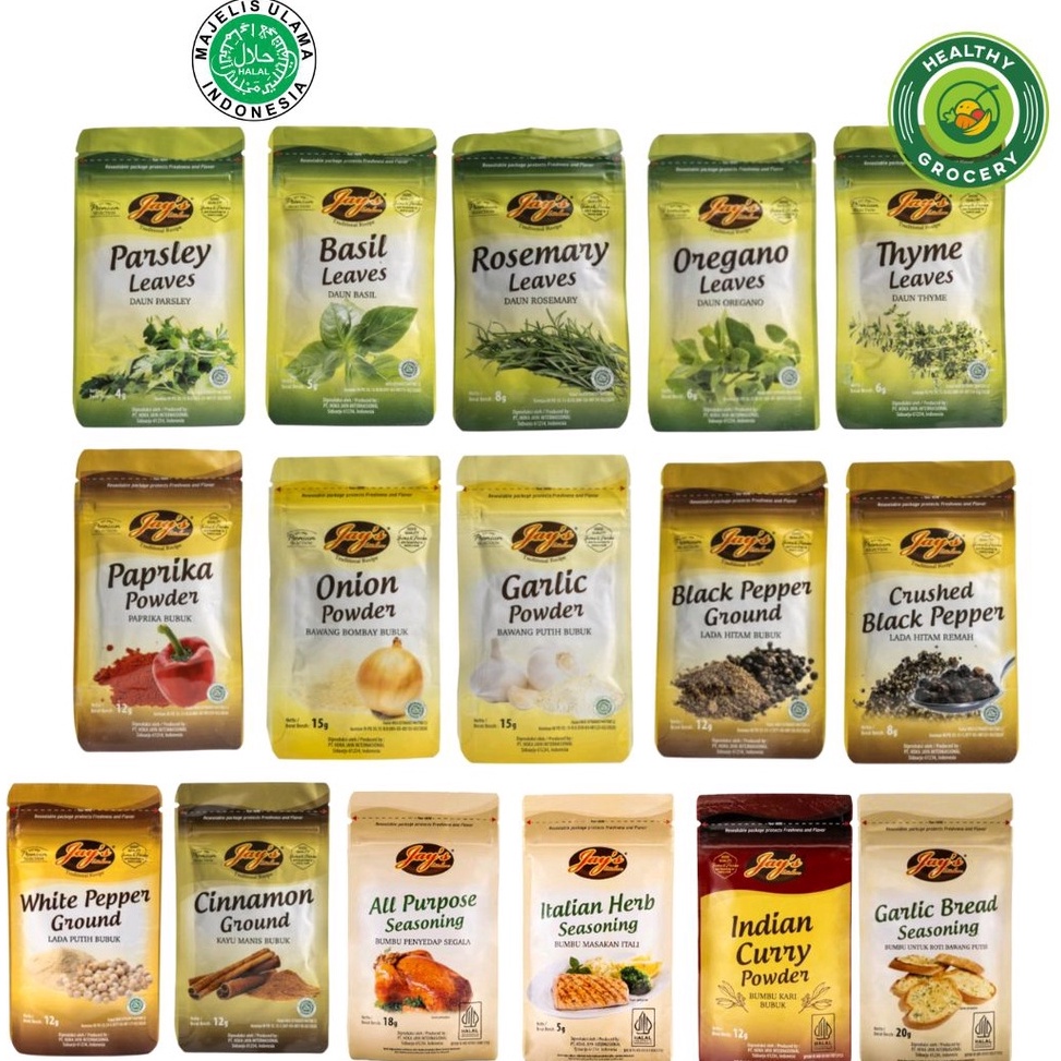 

KODE L118 Jays Pouch All Varian Jays Bumbu Dapur Jay Bumbu Masak Herb Seasoning oregano parsley garlic powder