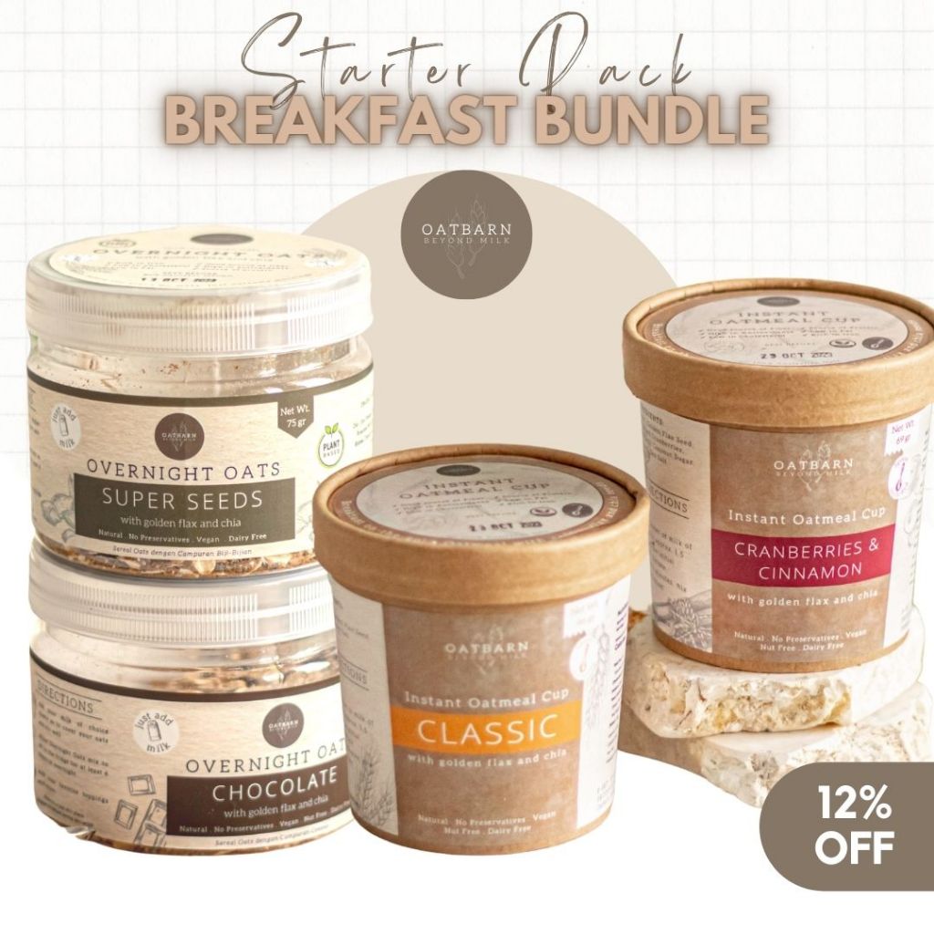 

OatBarn Starter Pack Breakfast Bundle | Paket Sarapan Sehat Oatmeal Instant & Overnight Oats