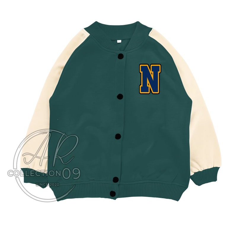 (N) Jaket Anak Varsity Inisial Name 5-15th Sweater Anak Varsity Perempuan