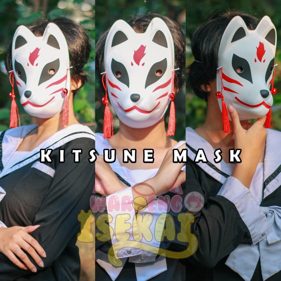 Ay00 Topeng Anime Jepang Topeng Kitsune Fox Cosplay Topeng Rubah Jepang