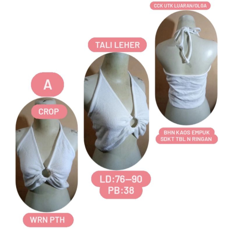 CROP TOP/L10/Crop Wanita Murah/Crop Putih/Baju Senam/Baju Luaran  wanita/Atasan Lengan Kutung