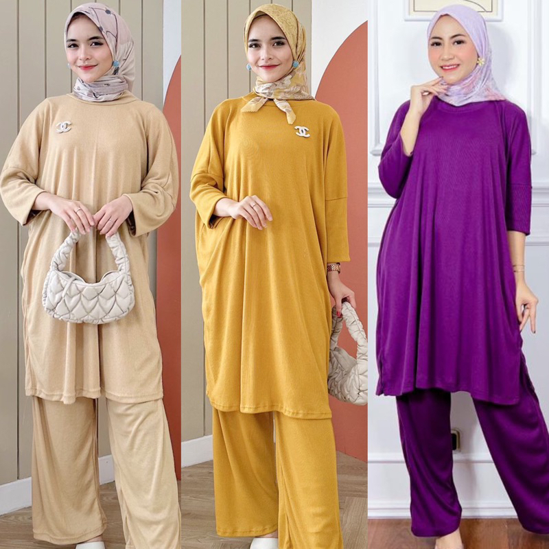 [BISA COD] Clara set by Kanaya nadia set by hd.id tunik set rib premium