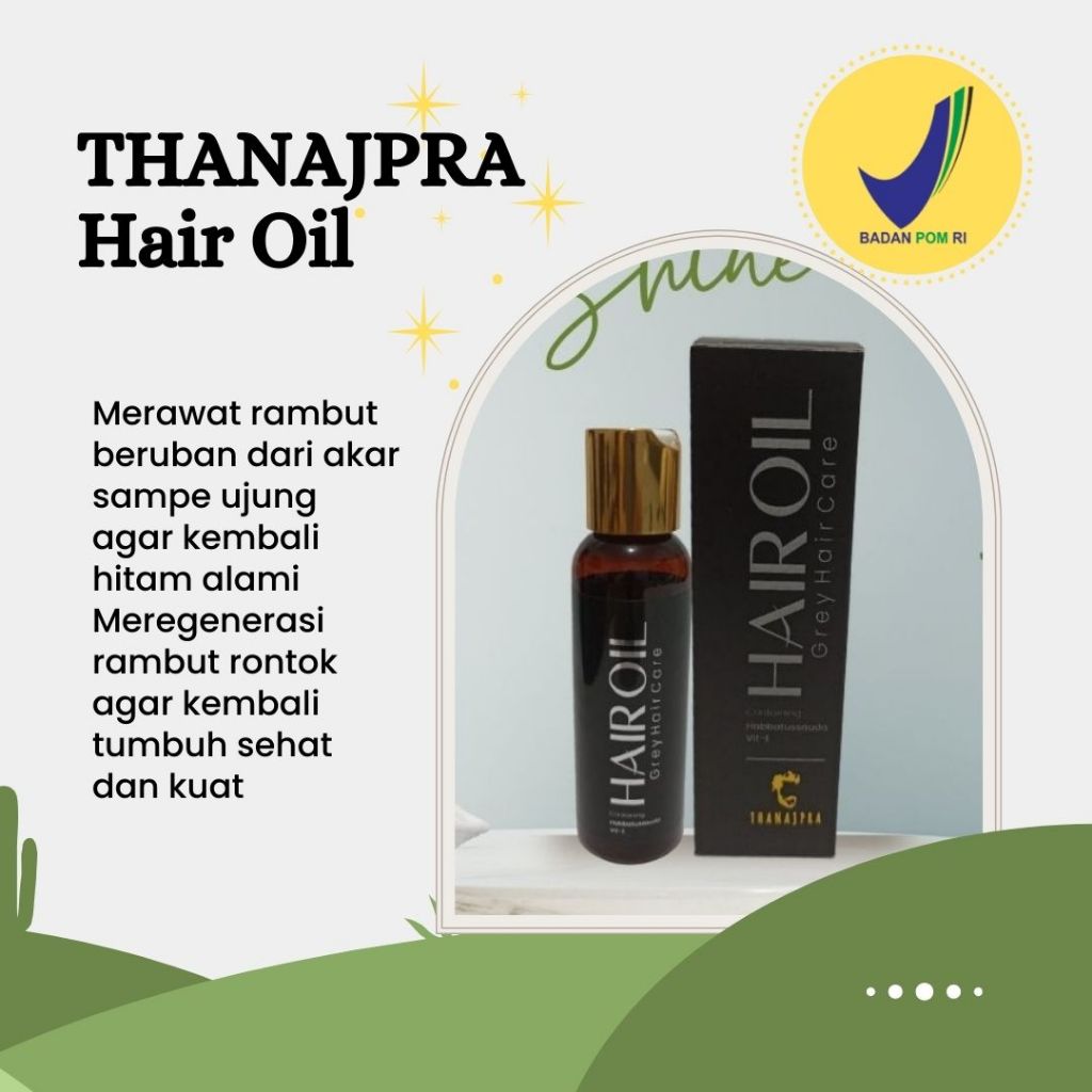 Thanajpra Minyak Herbal Anti Uban Penghitam rambut permanen penghitam rambut uban alami