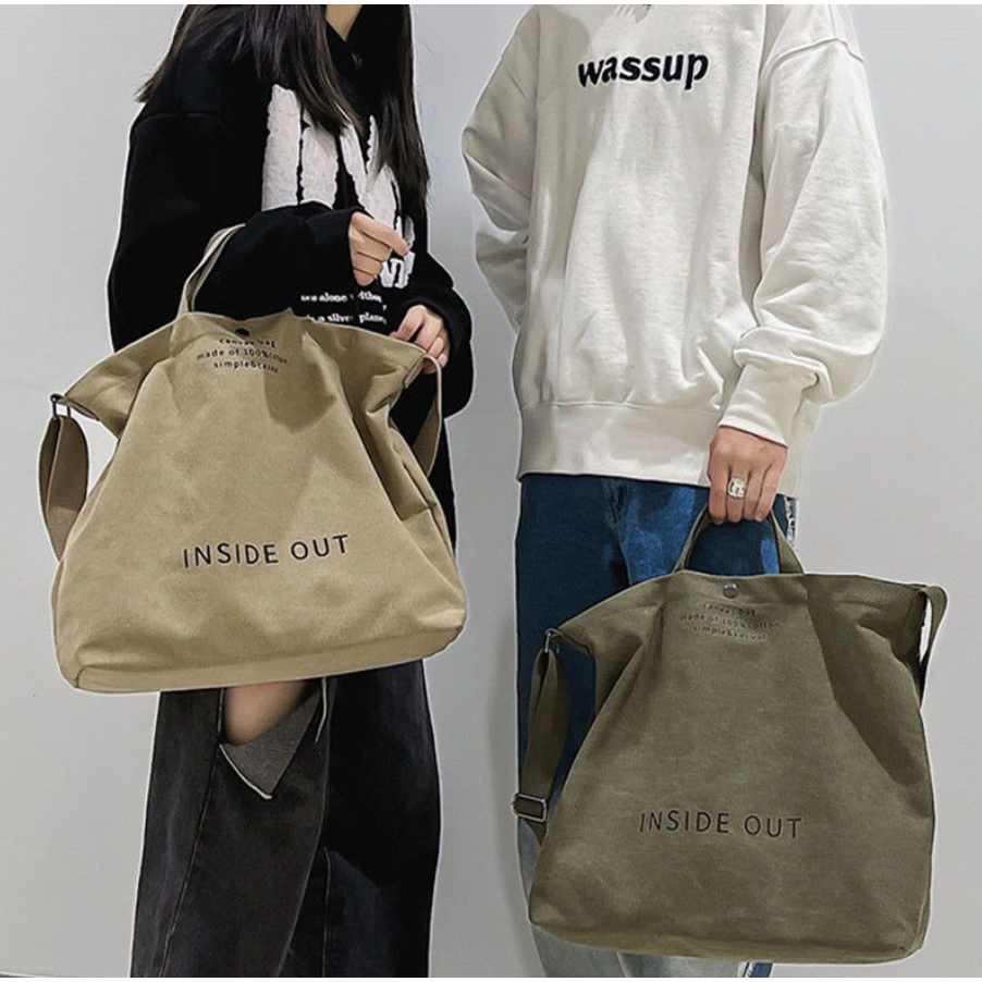 Aroana Bag Tas Selempang Wanita Tas Kanvas College Totebag Kanvas Tas Wanita Berkapasitas Besar Tas 