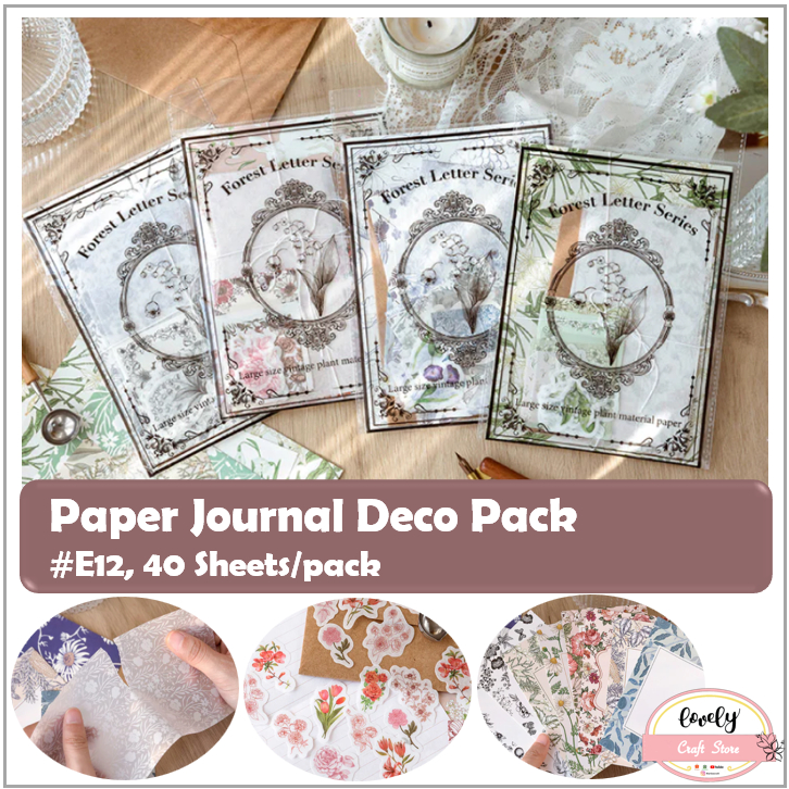 

LovelyCraftStore | E12 ~ Paper Pack Deco Pack Journalling Kit DIY Bujo Art Deco Pack Sticker Scrapbooking Diary Kit