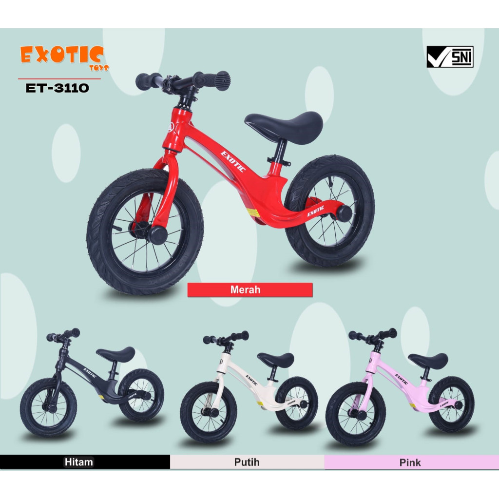 Push Bike EXOTIC ET 3110 & 3112 Ban Karet Pompa Balance Bike Sepeda Anak Anak