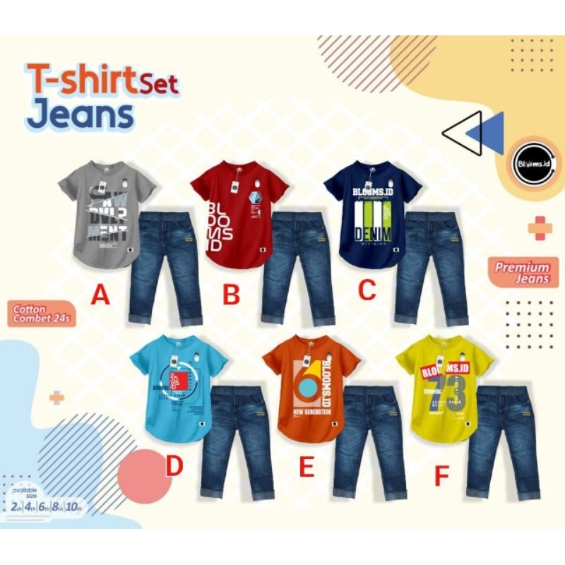 T-SHIRT SET JEANS BLOOMS - Blooms.id