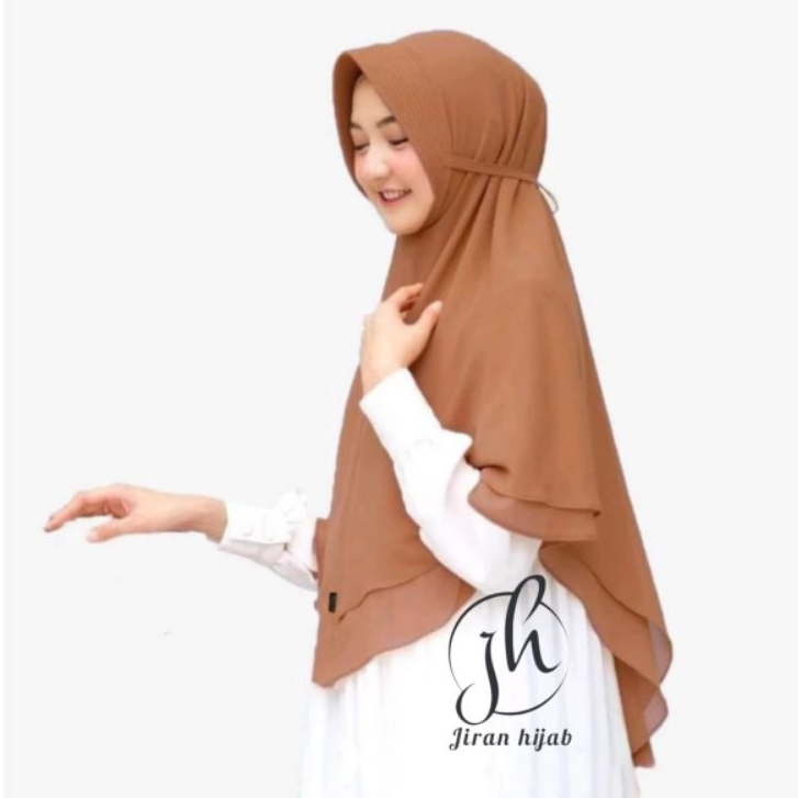 Hijab Khimar 2 Layer Ceruty Babydoll Jilbab Tali belakang