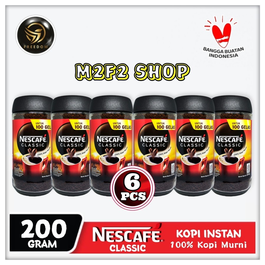 

Nescafe Coffee Classic Jar | Kopi Hitam Instan Murni Botol Kaca - 200 gr (Kemasan 6 Pcs)