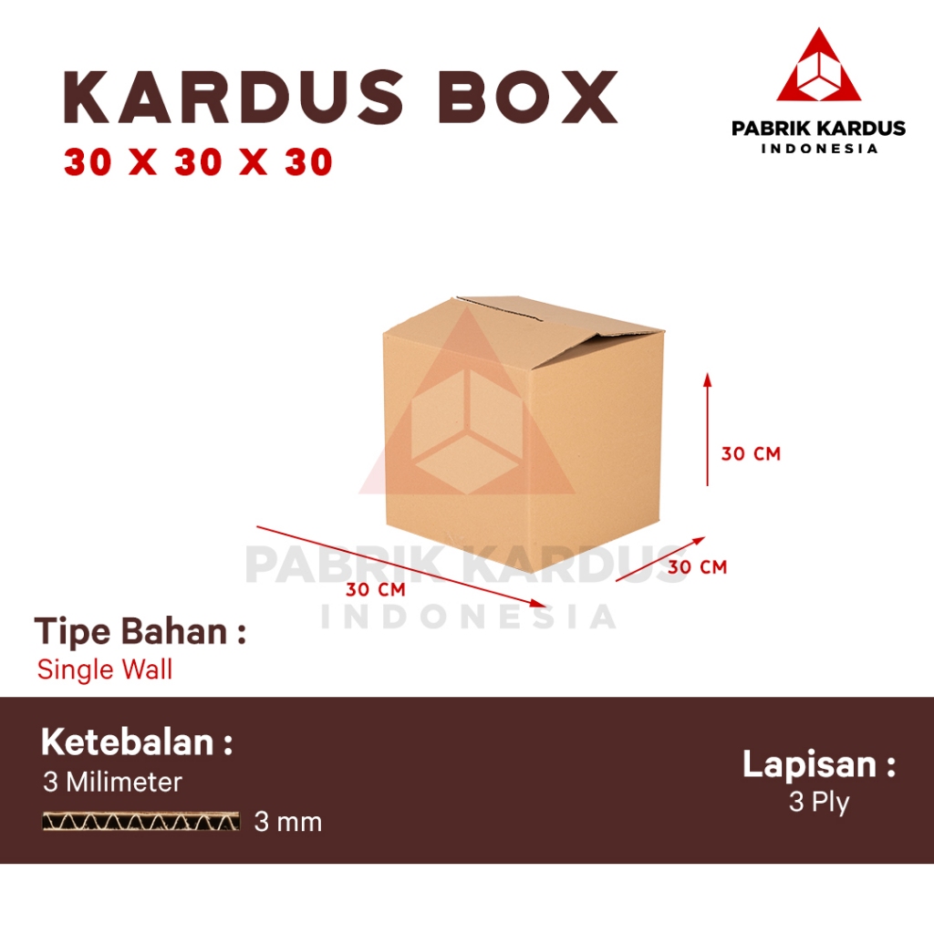 

Pabrik Kardus Box Packing Pindahan Karton Box 30cm x 30cm x 30cm Box Polos