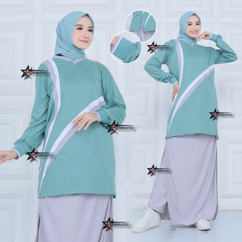 Setelan Baju Senam Muslimah Rok Celana / Model Celana Rok Muslimah Setelan Baju Olahraga Wanita Musl