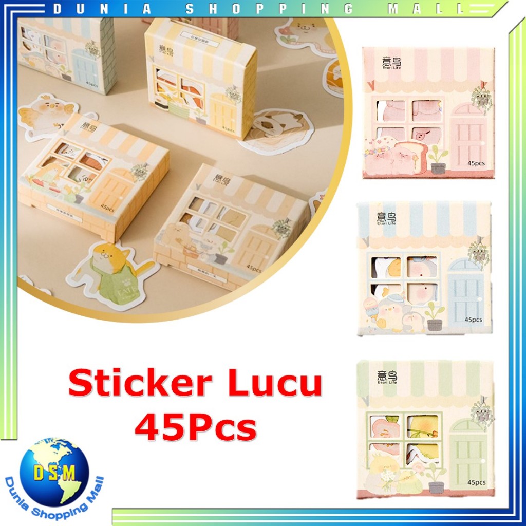 

DSM 45Pcs Stiker Karakter Hewan Untuk Diary Aesthetic Sticker Dekorasi Jurnal Scrapbook Stiker Set Home Series isi 45 Pcs Cute
