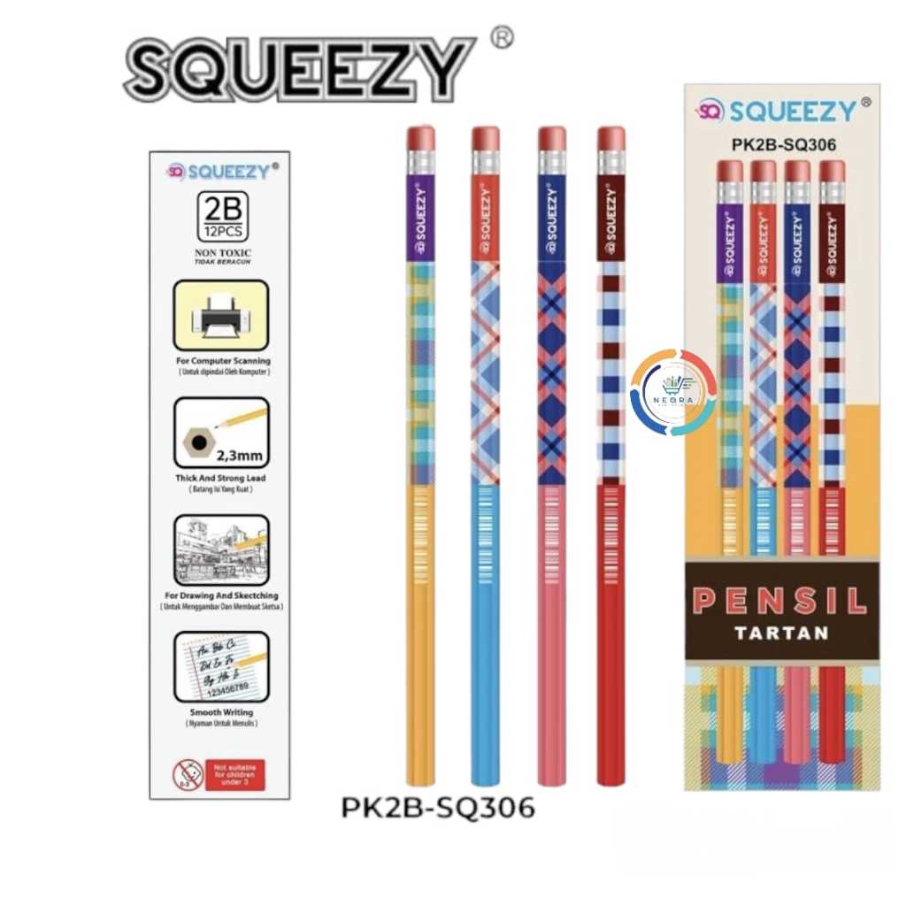 

Squeezy Pencil PK2B-SQ306 Tartan 2B | @12pensil