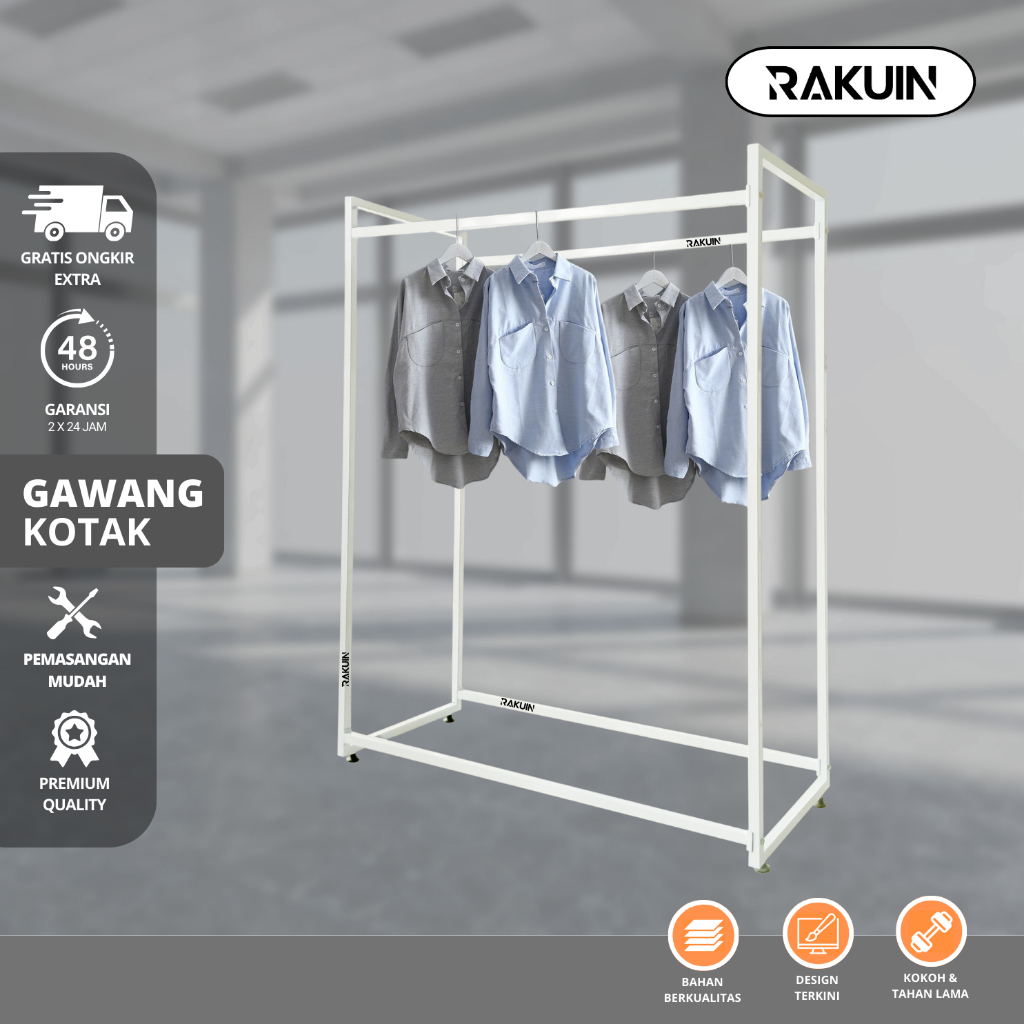 GAWANG KOTAK - RAK BAJU 2 ARAH/GANTUNGAN BAJU 2 SISI/GAWANG BESI MODERN/ GANTUNGAN BAJU-GAUN-RAKUIN