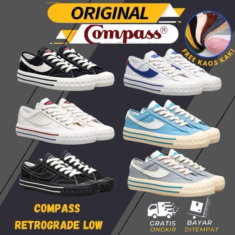 [ORIGINAL] Compass Retrograde Low Black White / Cream / White Blue / Grey Cyan / Baby Blue Cyan / Do