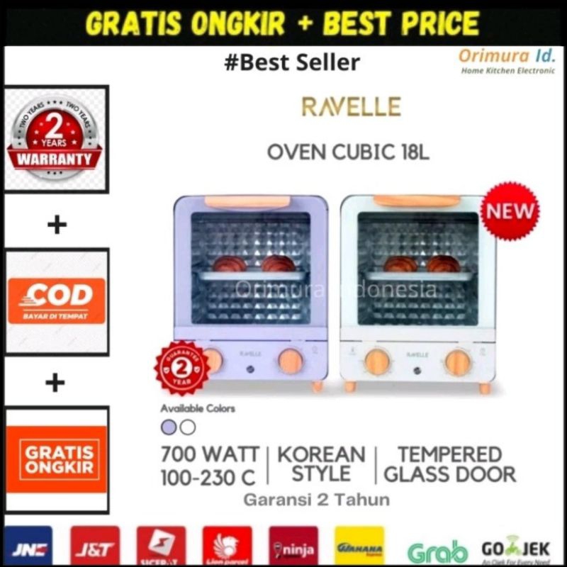 RAVELLE Oven Listrik Low Watt - Ravelle Cubic Oven Listrik Toaster 18 L