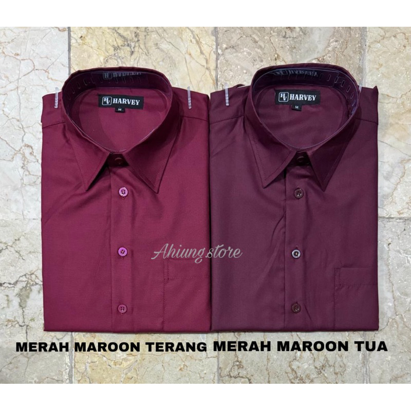 KEMEJA HARVEY - KEMEJA PRIA LENGAN PANJANG / PENDEK WARNA MAROON