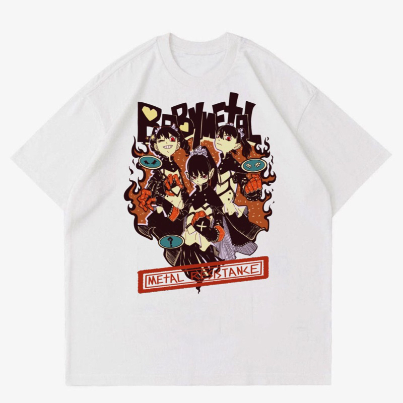 KAOS BAND BABY METAL | T-SHIRT BAND BABY METAL WHITE | BAJU BAND PRIA PUTIH