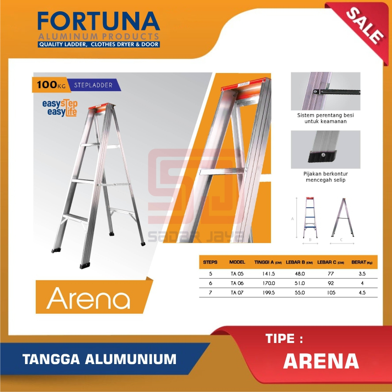 Tangga Lipat Aluminium 1.5 Meter Fortuna Arena TA 06 Tangga Lipat 170cm