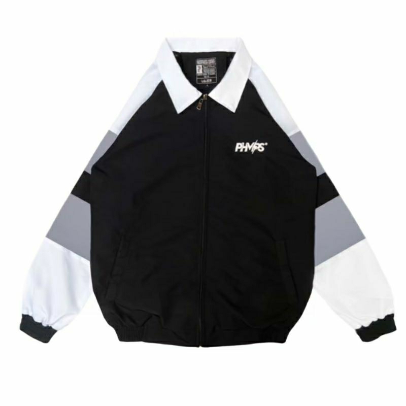 PHOMPPHIESS Jacket Tracktop Hitam Jacket Vintage Pria Wanita