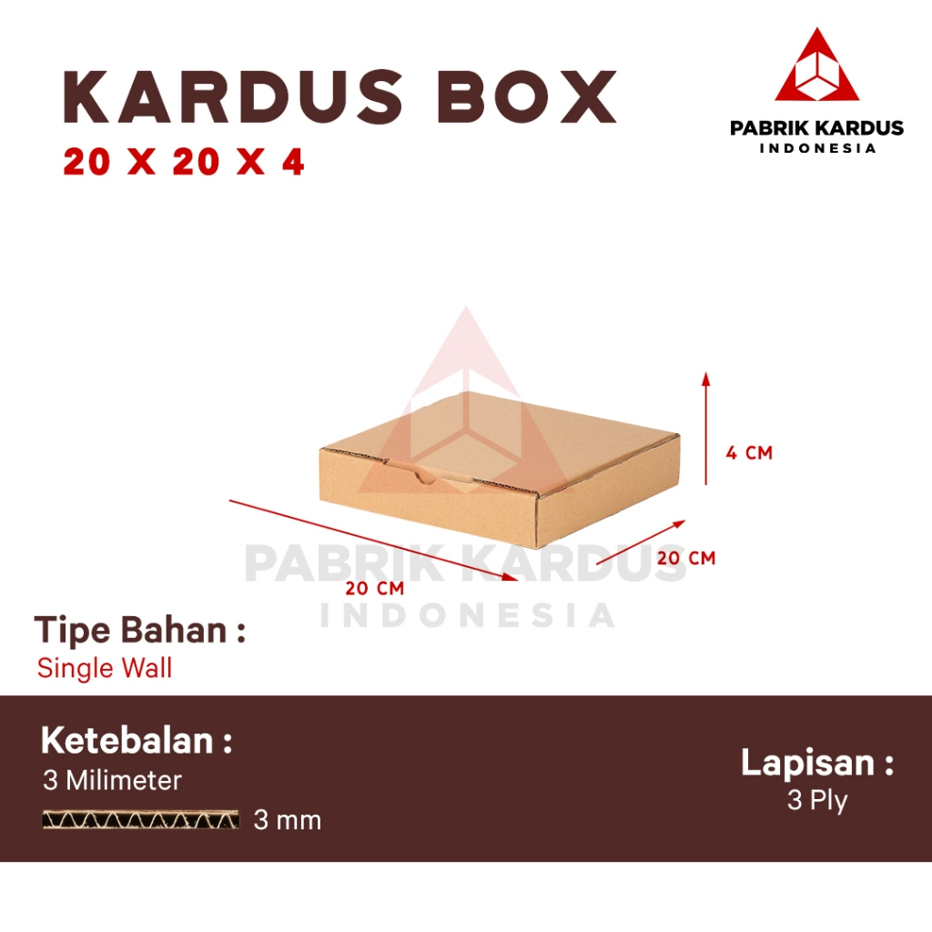 

Pabrik Kardus Box Diecut 20cm x 20cm x 4cm Kotak Makanan Pizza Polos