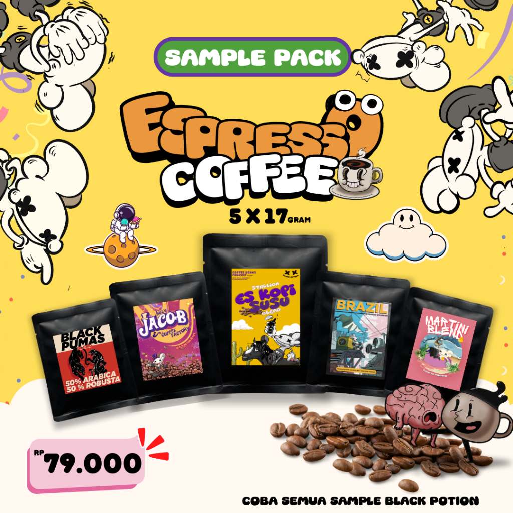 

Sample Pack Coffee Beans Espresso By Black Potion 5x17gr - Biji Kopi